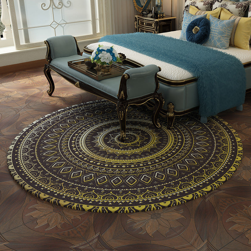 BowLift | Multicolored bedroom rug Moroccan mandala printed rug Synthetic non-slip backing Washable stain-resistant rug