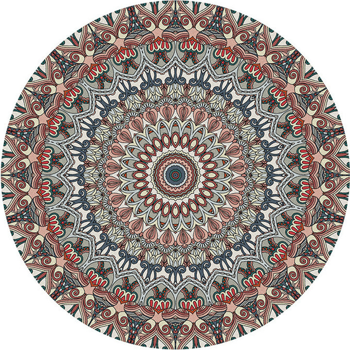 BowLift | Multicolored bedroom rug Moroccan mandala printed rug Synthetic non-slip backing Washable stain-resistant rug