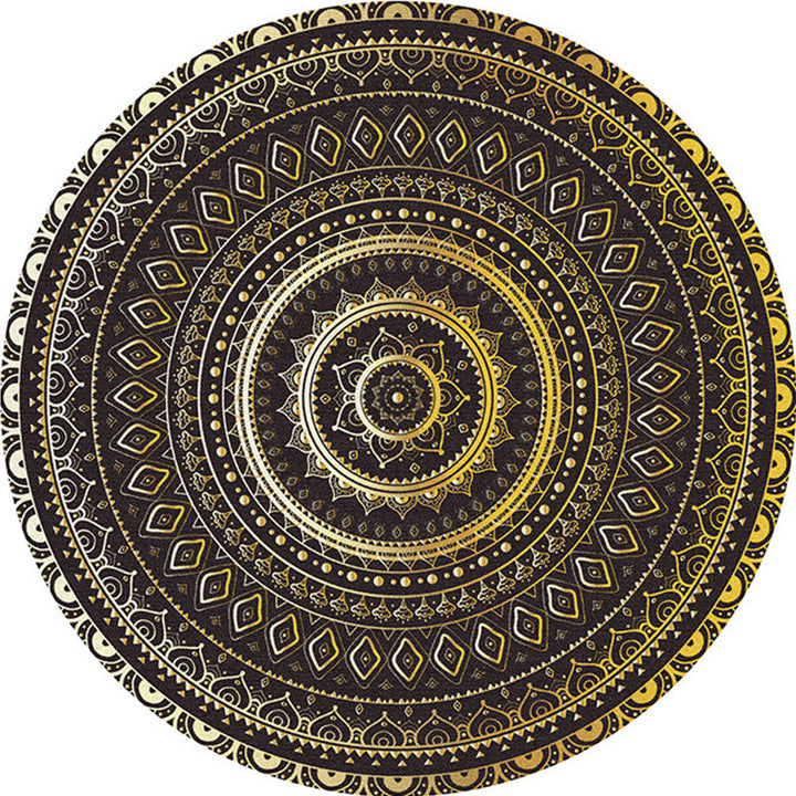 BowLift | Multicolored bedroom rug Moroccan mandala printed rug Synthetic non-slip backing Washable stain-resistant rug