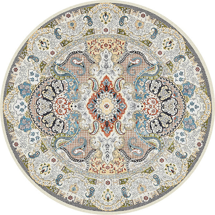 BowLift | Multicolored bedroom rug Moroccan mandala printed rug Synthetic non-slip backing Washable stain-resistant rug