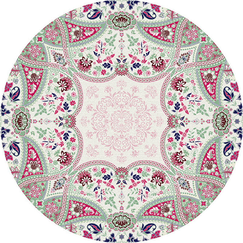 BowLift | Multicolored bedroom rug Moroccan mandala printed rug Synthetic non-slip backing Washable stain-resistant rug