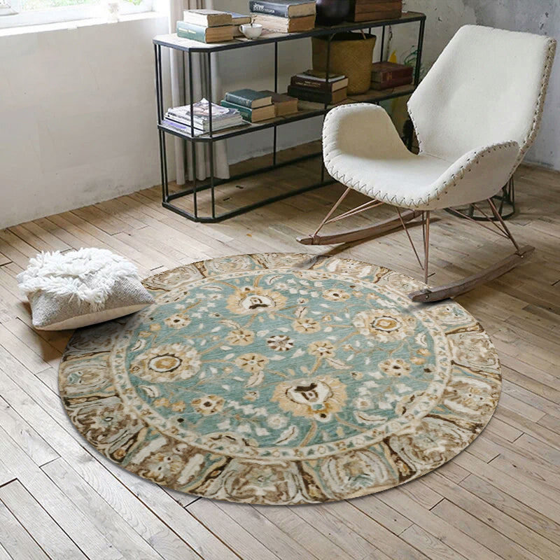 BowLift | Nostalgic multicolored Moroccan carpet polypropylene floral area rug washable non-slip back pet-friendly rug for home