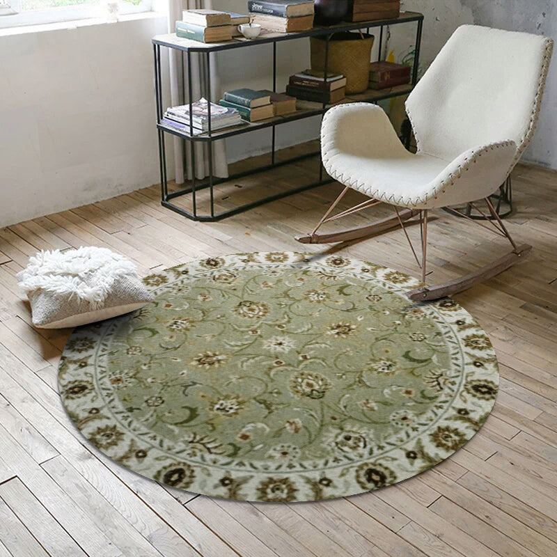 BowLift | Nostalgic multicolored Moroccan carpet polypropylene floral area rug washable non-slip back pet-friendly rug for home