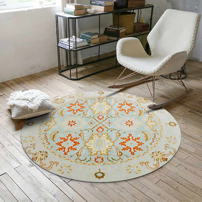 BowLift | Nostalgic multicolored Moroccan carpet polypropylene floral area rug washable non-slip back pet-friendly rug for home