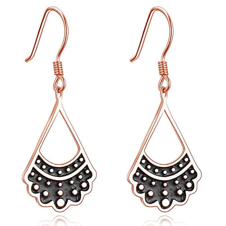 Elegant Gold and Black Fan-Shaped Earrings Bowlift