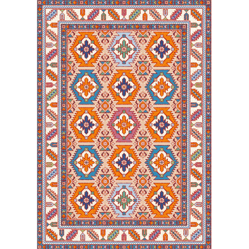 BowLift | Persian Home Rug Multicolored Symmetrical Print Rug Polyester Non-Slip Backing Machine Washable Stain Resistant Rug