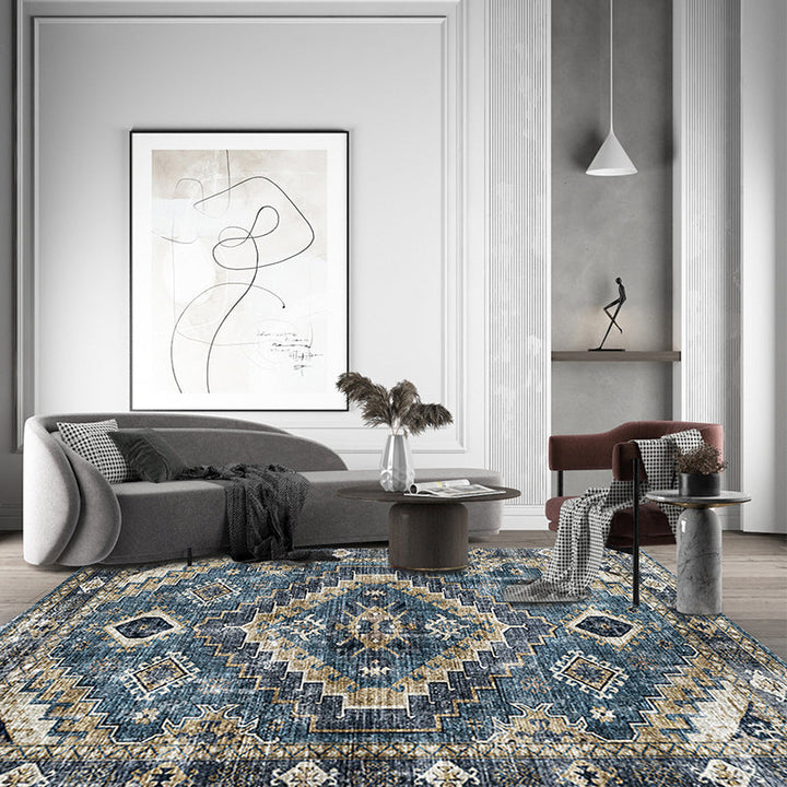 BowLift | Moroccan Style Print Carpet Multicolor Polyester Carpet Non-Slip Pet-Friendly Machine Washable Carpet for Living Room