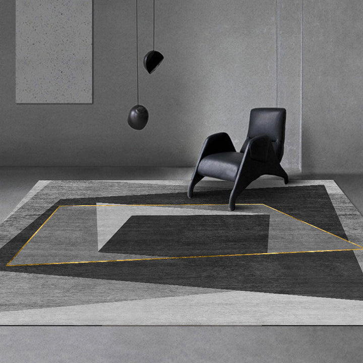 Contemporary Lounge Rug Multicolor Melange Geometric Rug Polypropylene Stain Resistant Machine Washable Non-Slip Rug | Bowlift