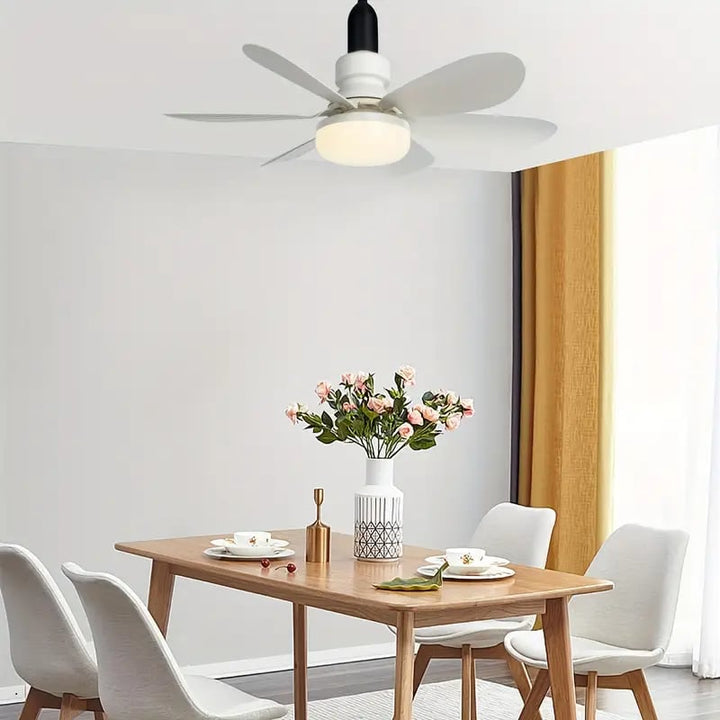BowLift | LuxeBreeze Portable Ceiling Fan & Light | Elegant 2-in-1 solution with remote control for comfort and style