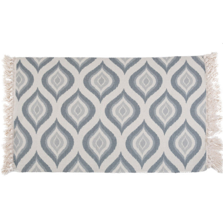Retro Bedroom Rug Multicolored Geometric Printed Area Rug Fabric Machine Washable Rug with Fringes | Bowlift