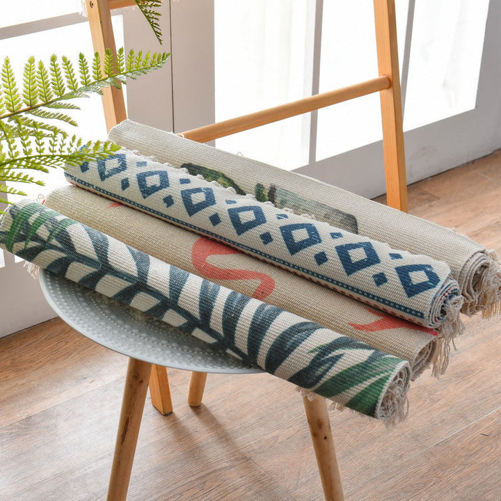 BowLift | Western Bedroom Carpet Multicolored geometric print rug cotton blend machine washable easy care with fringes