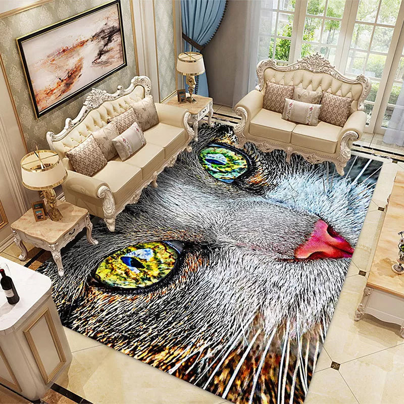 BowLift | Multicolored Children's Room Rug Unique 3D Animal Area Rug Polyester Pet-Friendly Non-Slip Washable Rug