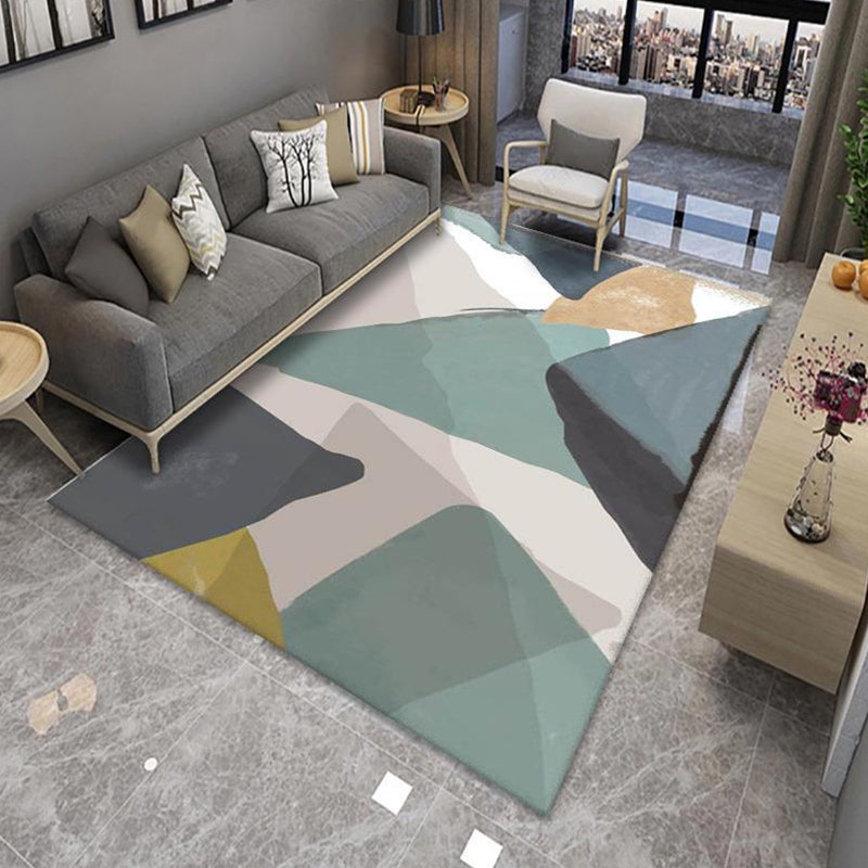 BowLift | Modern Living Room Rug Multicolor Color Block Area Rug Polyester Non-Slip Machine Washable Rug