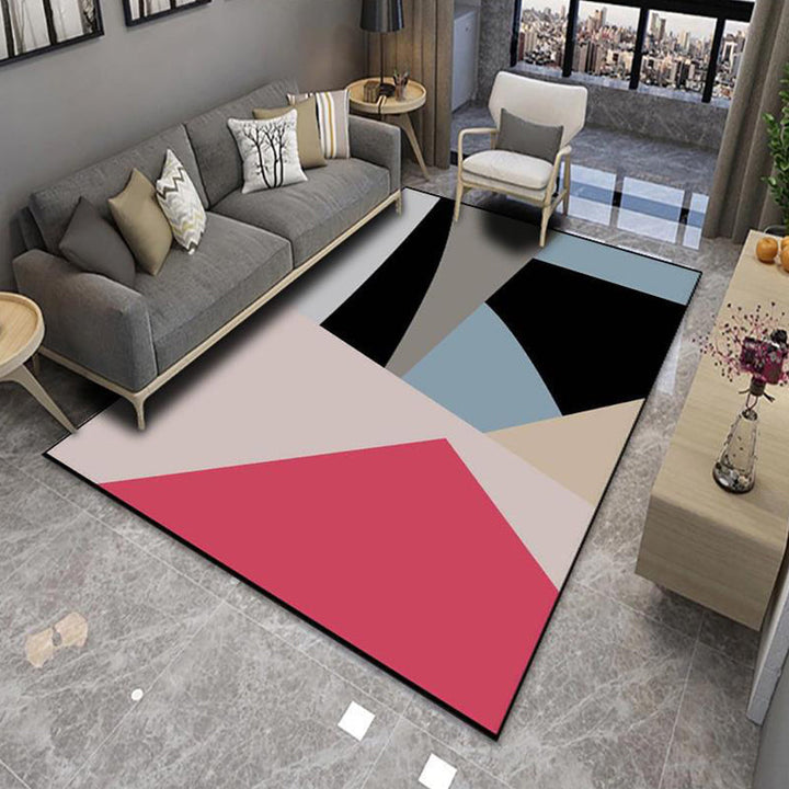 BowLift | Modern Living Room Rug Multicolor Color Block Area Rug Polyester Non-Slip Machine Washable Rug