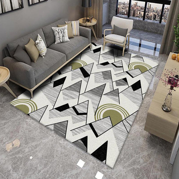 BowLift | Modern Living Room Rug Multicolor Color Block Area Rug Polyester Non-Slip Machine Washable Rug