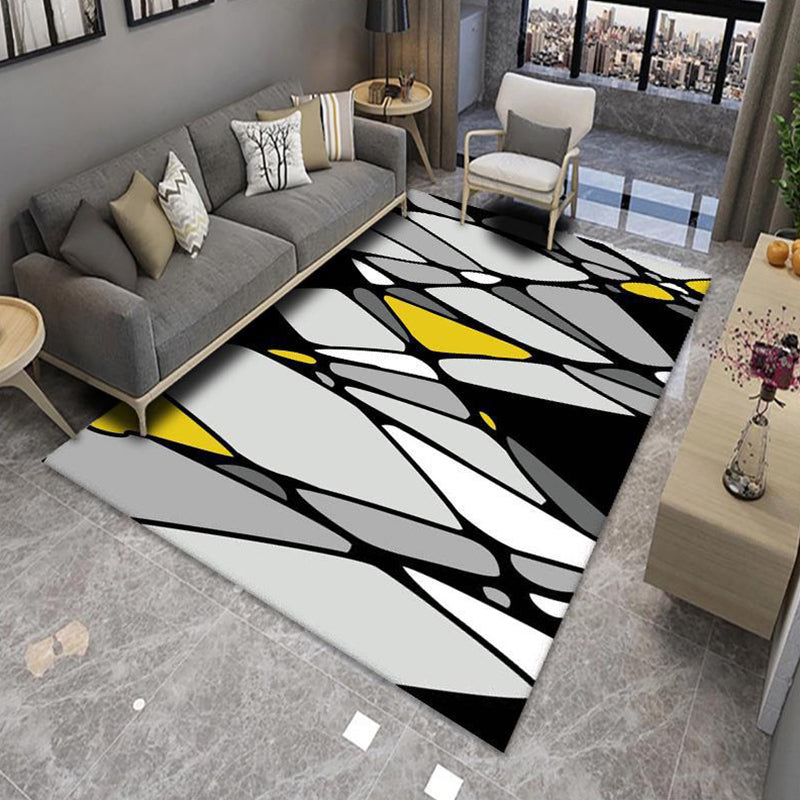 BowLift | Modern Living Room Rug Multicolor Color Block Area Rug Polyester Non-Slip Machine Washable Rug