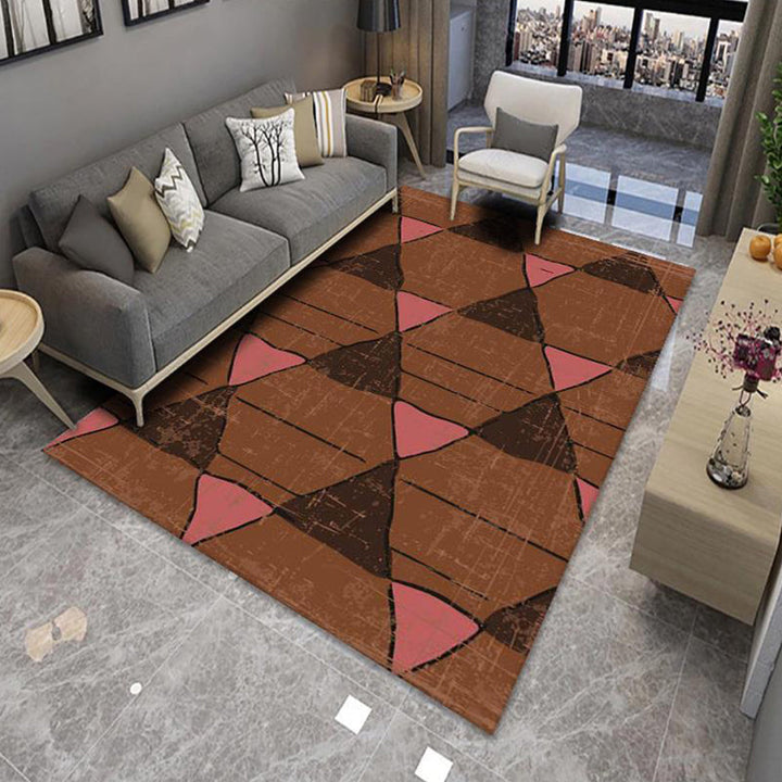 BowLift | Modern Living Room Rug Multicolor Color Block Area Rug Polyester Non-Slip Machine Washable Rug