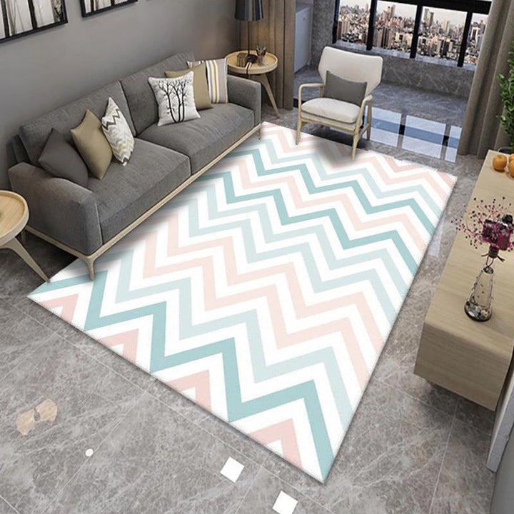 BowLift | Modern Living Room Rug Multicolor Color Block Area Rug Polyester Non-Slip Machine Washable Rug
