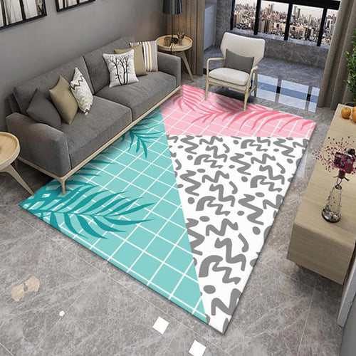 BowLift | Modern Living Room Rug Multicolor Color Block Area Rug Polyester Non-Slip Machine Washable Rug