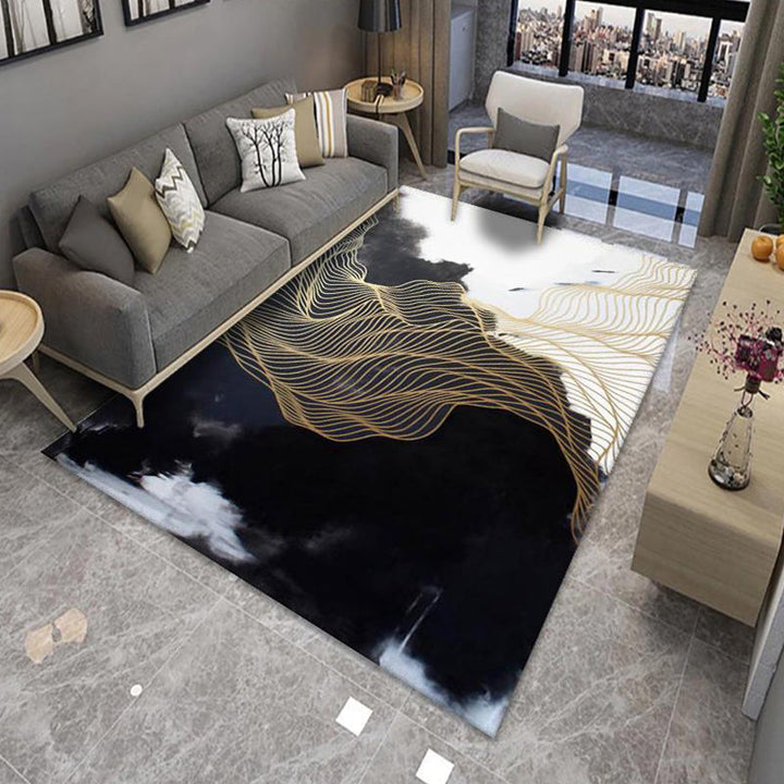 BowLift | Modern Living Room Rug Multicolor Color Block Area Rug Polyester Non-Slip Machine Washable Rug