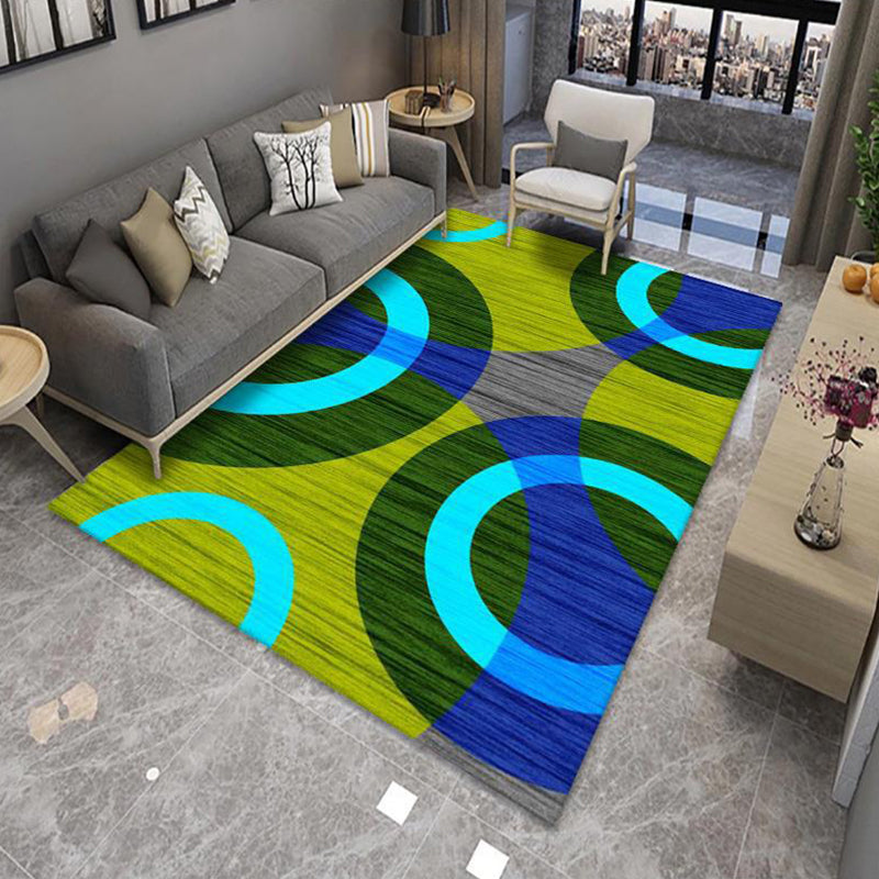 BowLift | Modern Living Room Rug Multicolor Color Block Area Rug Polyester Non-Slip Machine Washable Rug