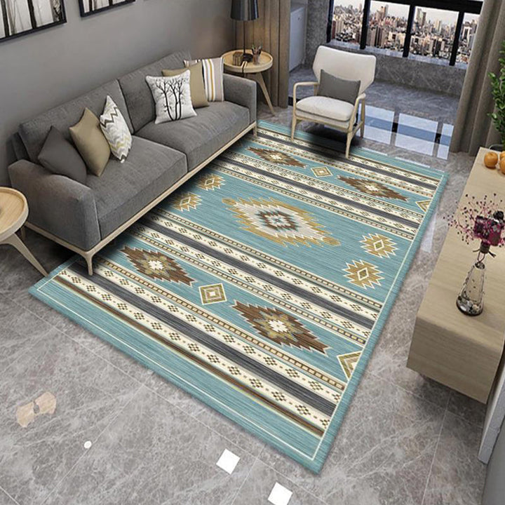 BowLift | Modern Living Room Rug Multicolor Color Block Area Rug Polyester Non-Slip Machine Washable Rug