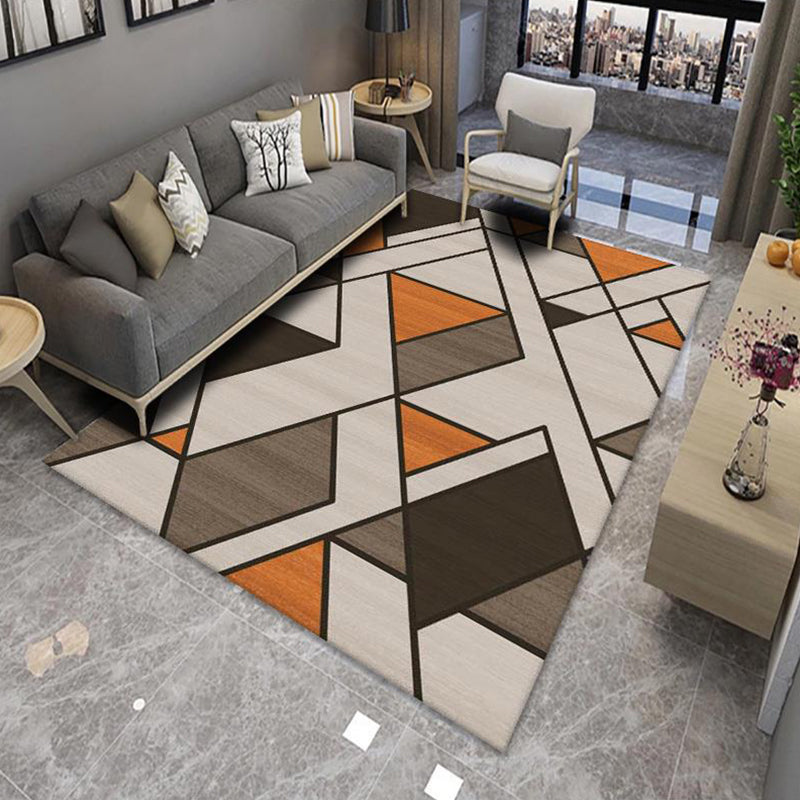 BowLift | Modern Living Room Rug Multicolor Color Block Area Rug Polyester Non-Slip Machine Washable Rug