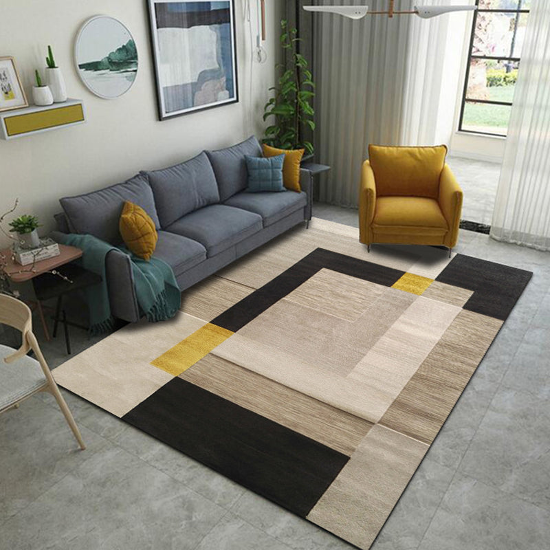 Contemporary Living Room Rug Multicolored Geo Pattern Rug Synthetic Pet Friendly Machine Washable Rug | Bowlift