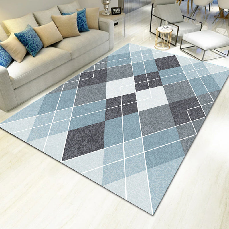 Contemporary Living Room Rug Multicolored Geo Pattern Rug Synthetic Pet Friendly Machine Washable Rug | Bowlift