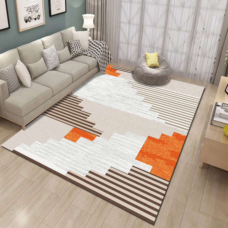 Contemporary Living Room Rug Multicolored Geo Pattern Rug Synthetic Pet Friendly Machine Washable Rug | Bowlift