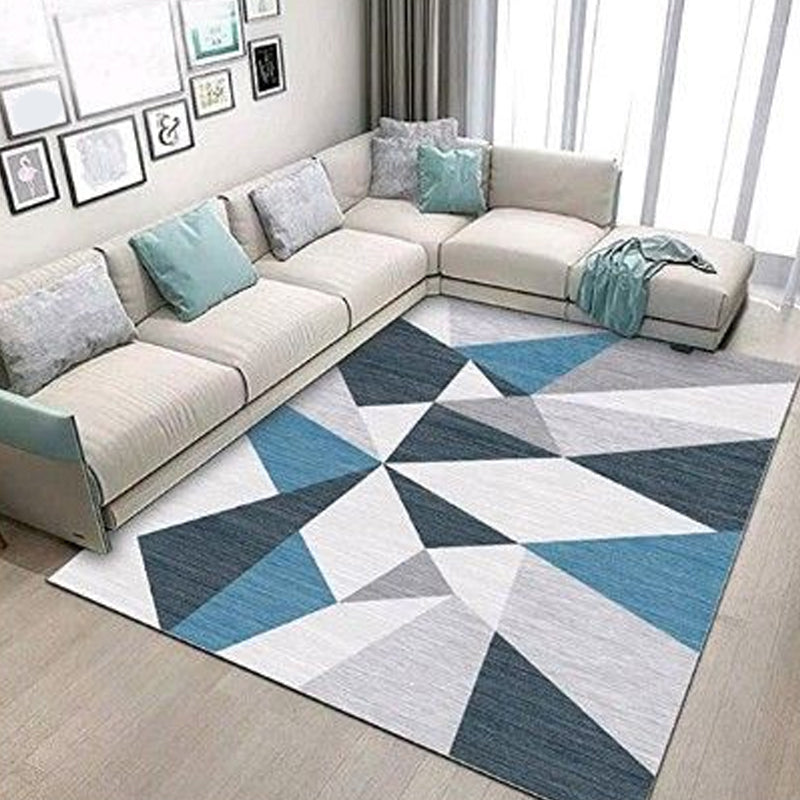 Contemporary Living Room Rug Multicolored Geo Pattern Rug Synthetic Pet Friendly Machine Washable Rug | Bowlift