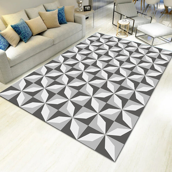 Contemporary Living Room Rug Multicolored Geo Pattern Rug Synthetic Pet Friendly Machine Washable Rug | Bowlift