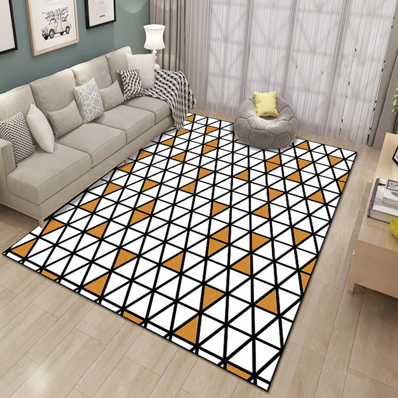 Contemporary Living Room Rug Multicolored Geo Pattern Rug Synthetic Pet Friendly Machine Washable Rug | Bowlift