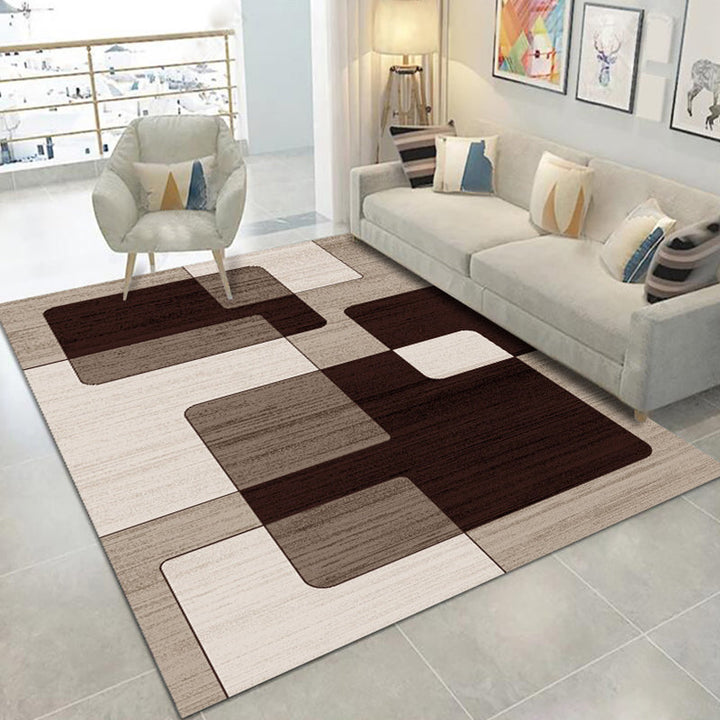 Contemporary Living Room Rug Multicolored Geo Pattern Rug Synthetic Pet Friendly Machine Washable Rug | Bowlift