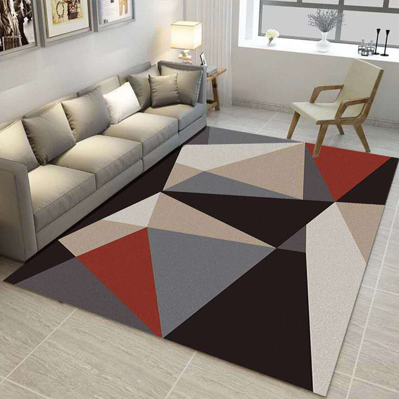 Contemporary Living Room Rug Multicolored Geo Pattern Rug Synthetic Pet Friendly Machine Washable Rug | Bowlift