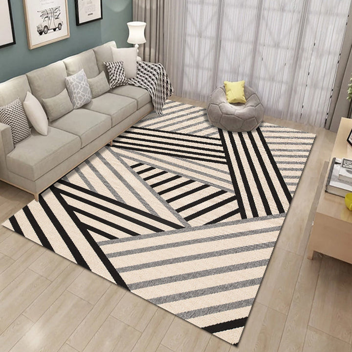 Contemporary Living Room Rug Multicolored Geo Pattern Rug Synthetic Pet Friendly Machine Washable Rug | Bowlift