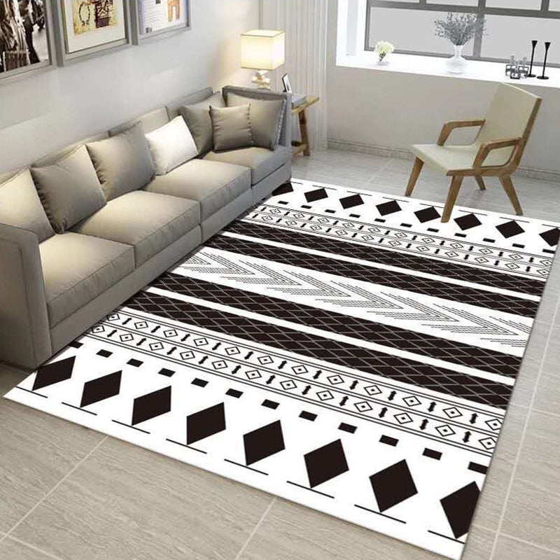 Contemporary Living Room Rug Multicolored Geo Pattern Rug Synthetic Pet Friendly Machine Washable Rug | Bowlift
