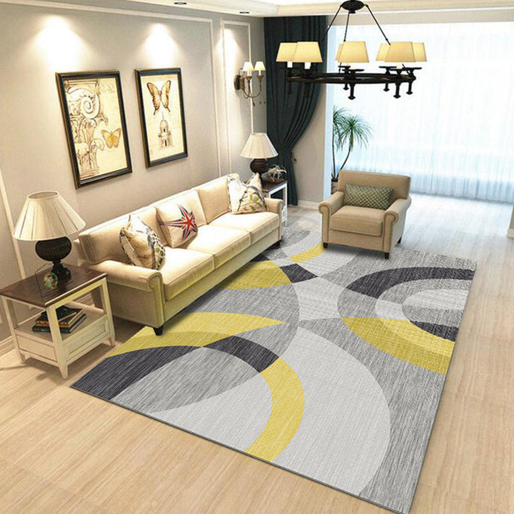 Contemporary Living Room Rug Multicolored Geo Pattern Rug Synthetic Pet Friendly Machine Washable Rug | Bowlift