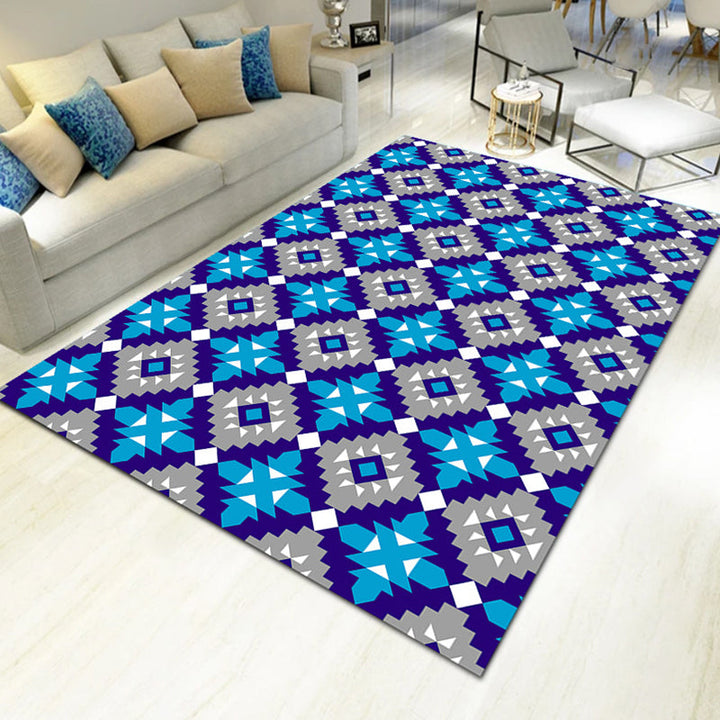 Contemporary Living Room Rug Multicolored Geo Pattern Rug Synthetic Pet Friendly Machine Washable Rug | Bowlift