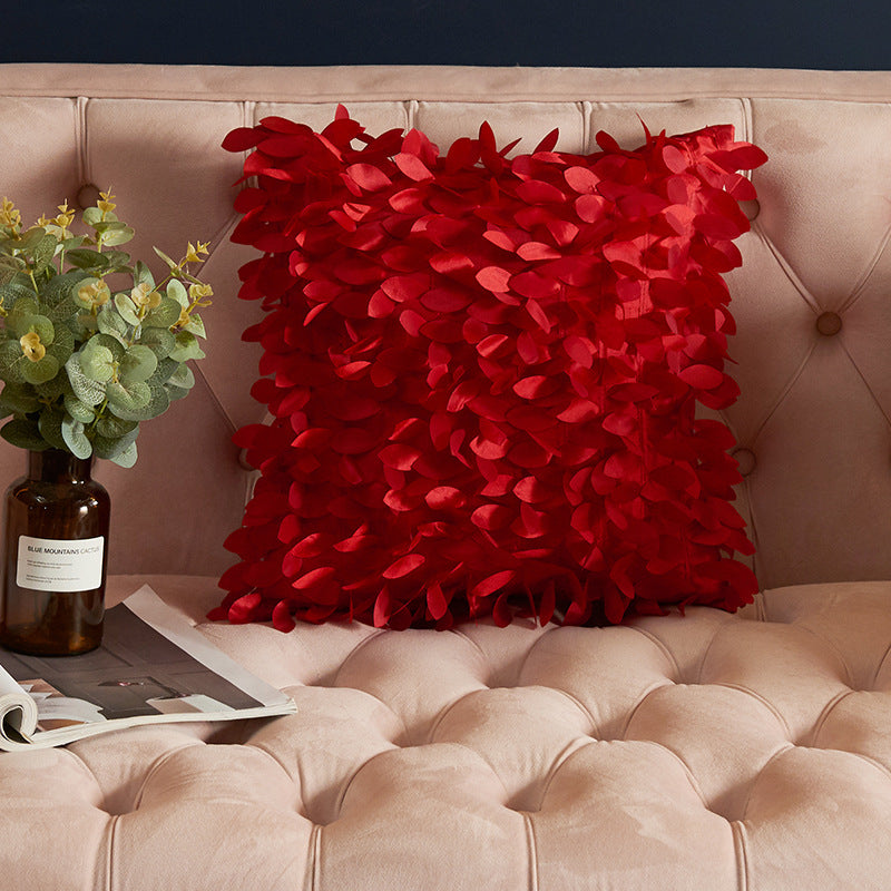 Luxurious Leaf-Patterned Decorative Pillow
