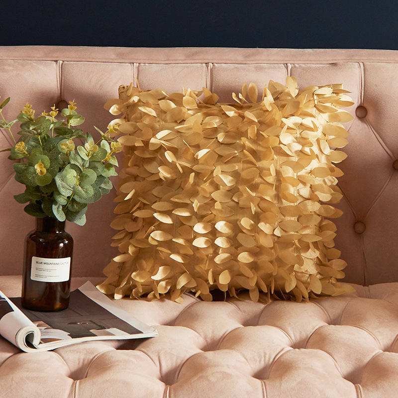 Luxurious Leaf-Patterned Decorative Pillow
