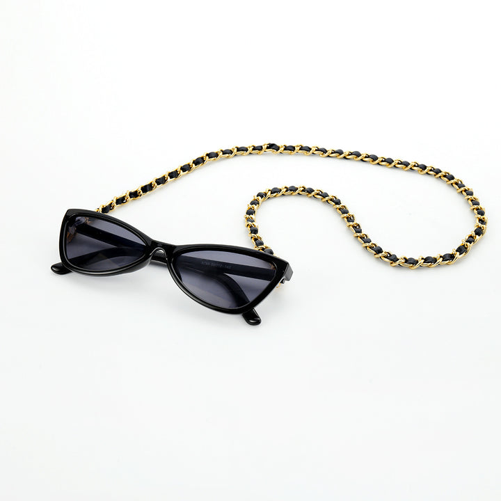 Fashionable Cat-Eye Sunglasses with Chain Strap Bowlift