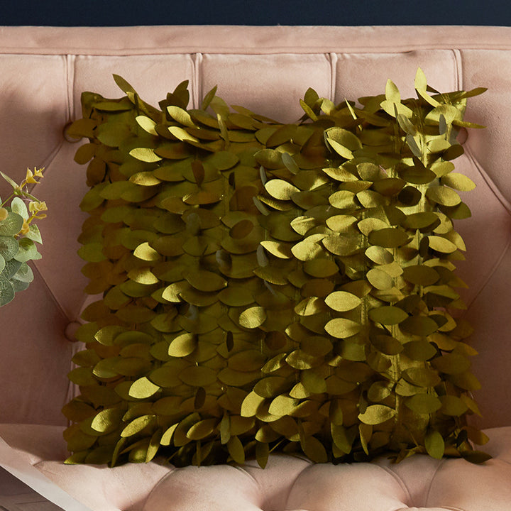 Luxurious Leaf-Patterned Decorative Pillow