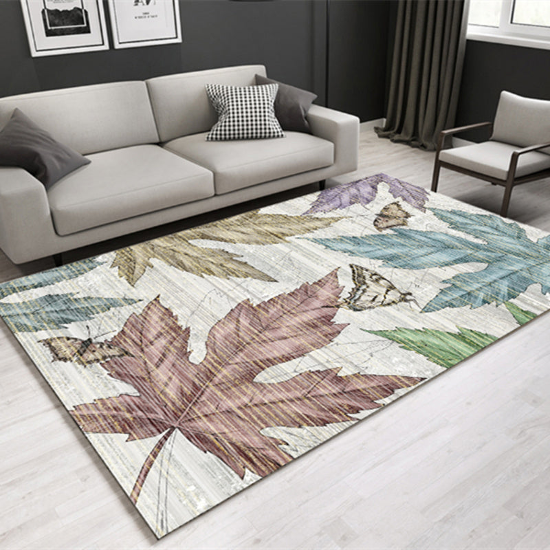 BowLift | Modern Plant Printed Carpet Multi-Color Polypropylene Area Rug Pet-Friendly Machine-Washable Rug for Room