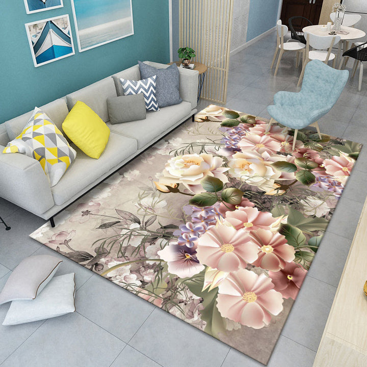 Modern floral patterned rug Multicolored polyester rug for indoor use Pet-friendly, dirt-repellent rug for the children's room | Bowlift