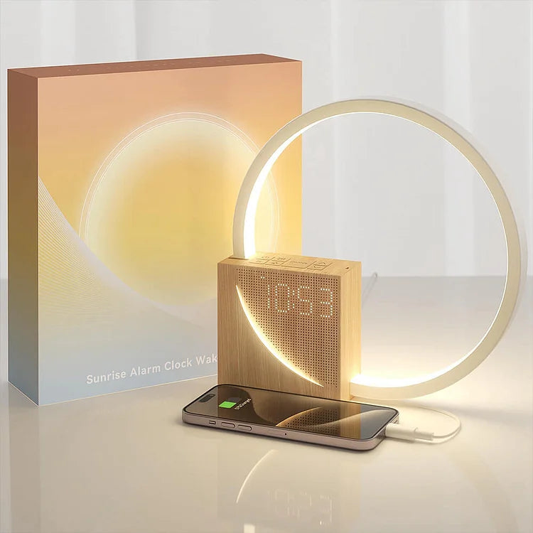 BowLift | Elegant Touch Control Light Alarm Clock – Wood Design