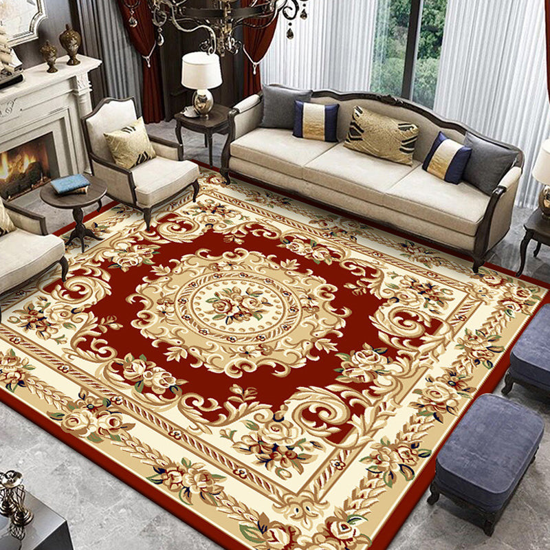 BowLift | Retro Living Room Rug Multicolor Floral Indoor Rug Polypropylene Pet-Friendly Washable Easy Care Rug