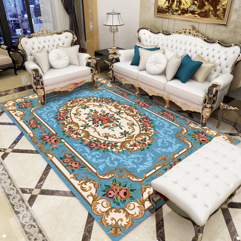 BowLift | Southwestern Living Room Rug Multicolored Floral Pattern Rug Polyester Pet-friendly Stain-resistant Area Rug