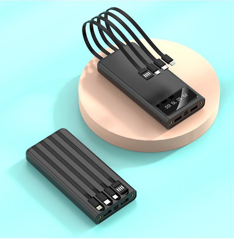 Power bank with integrated multi-charging cable and LCD display Bowlift