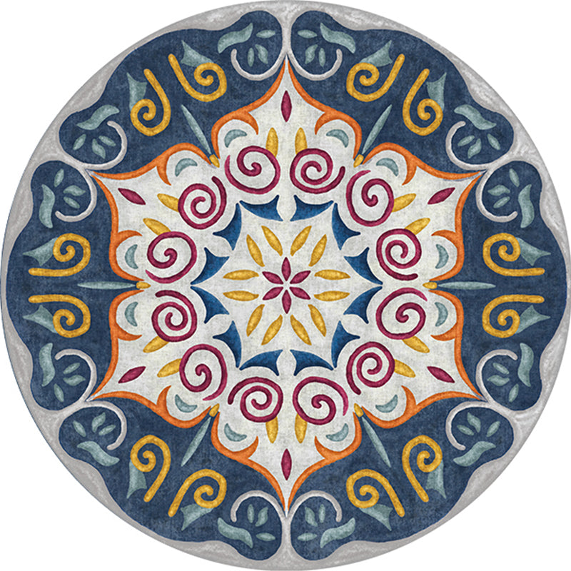 Ethnic Living Room Rug Multicolored Tribal Pattern Rug Synthetic Non-Slip Back Easy Care Indoor Rug | Bowlift